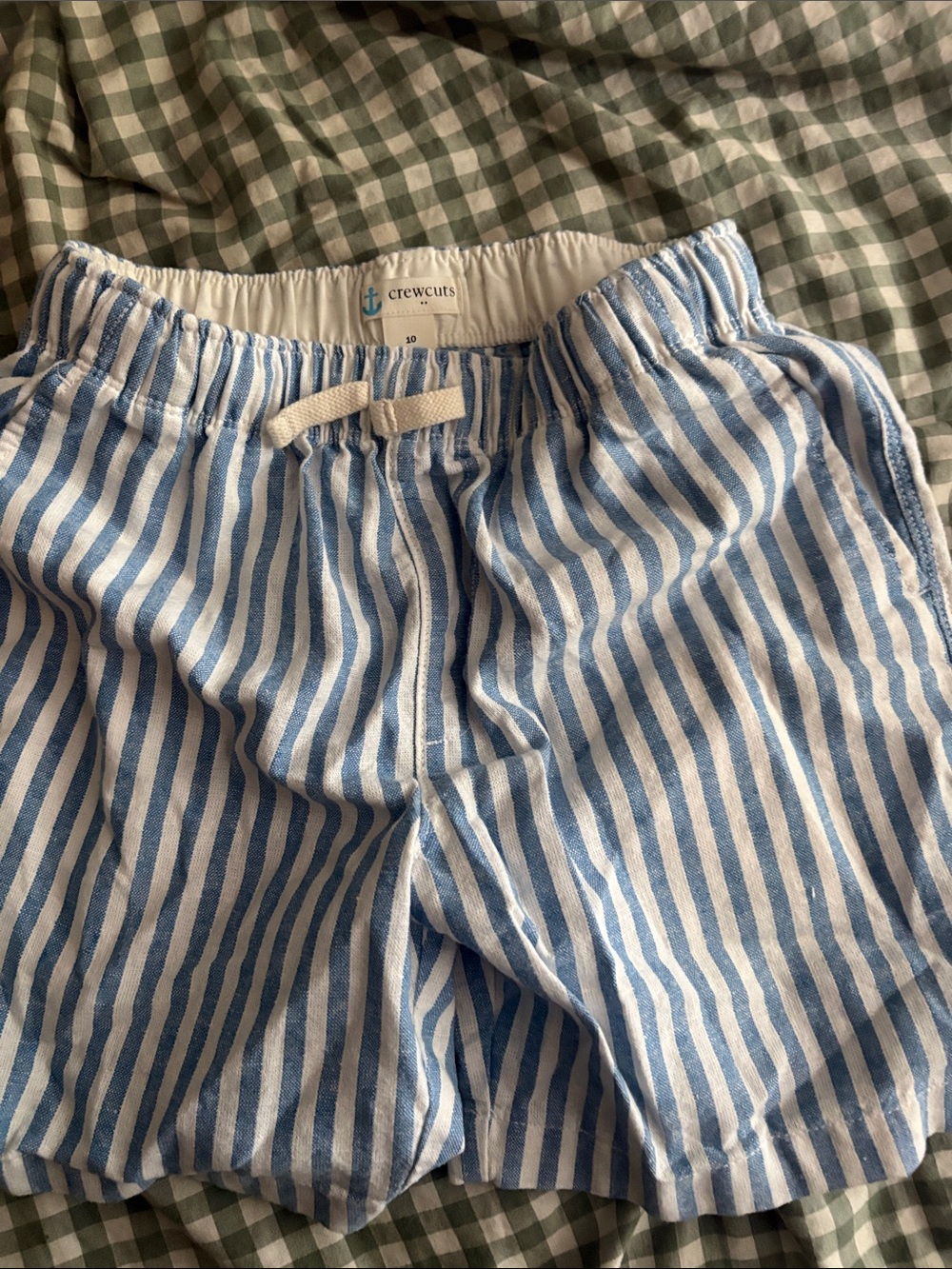 Crewcuts Light Blue and White Striped Drawstring Shorts
